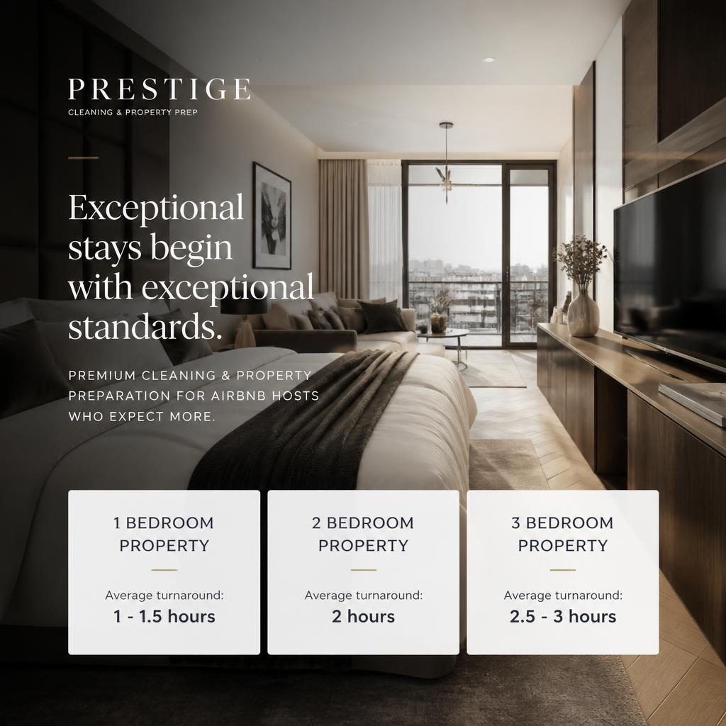 Airbrite cleaning charges for different sized serviced accommodation and Airbnb properties